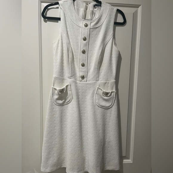 Tommy Hilfiger Ivory Textured Sleeveless Pocket Dress nwot career cocktail - Picture 2 of 3